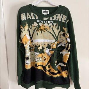 Disney Men's Goofy Graphic Green Sweater